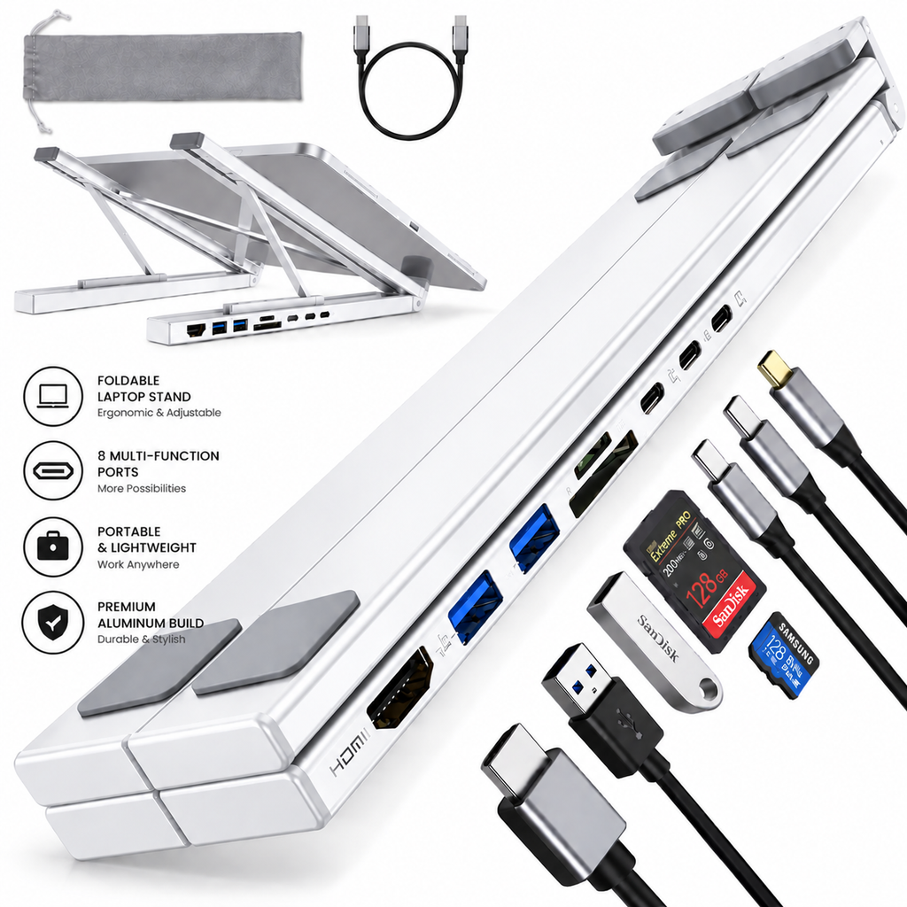 8-IN-1 LAPTOP STAND &amp; DOCKING STATION
